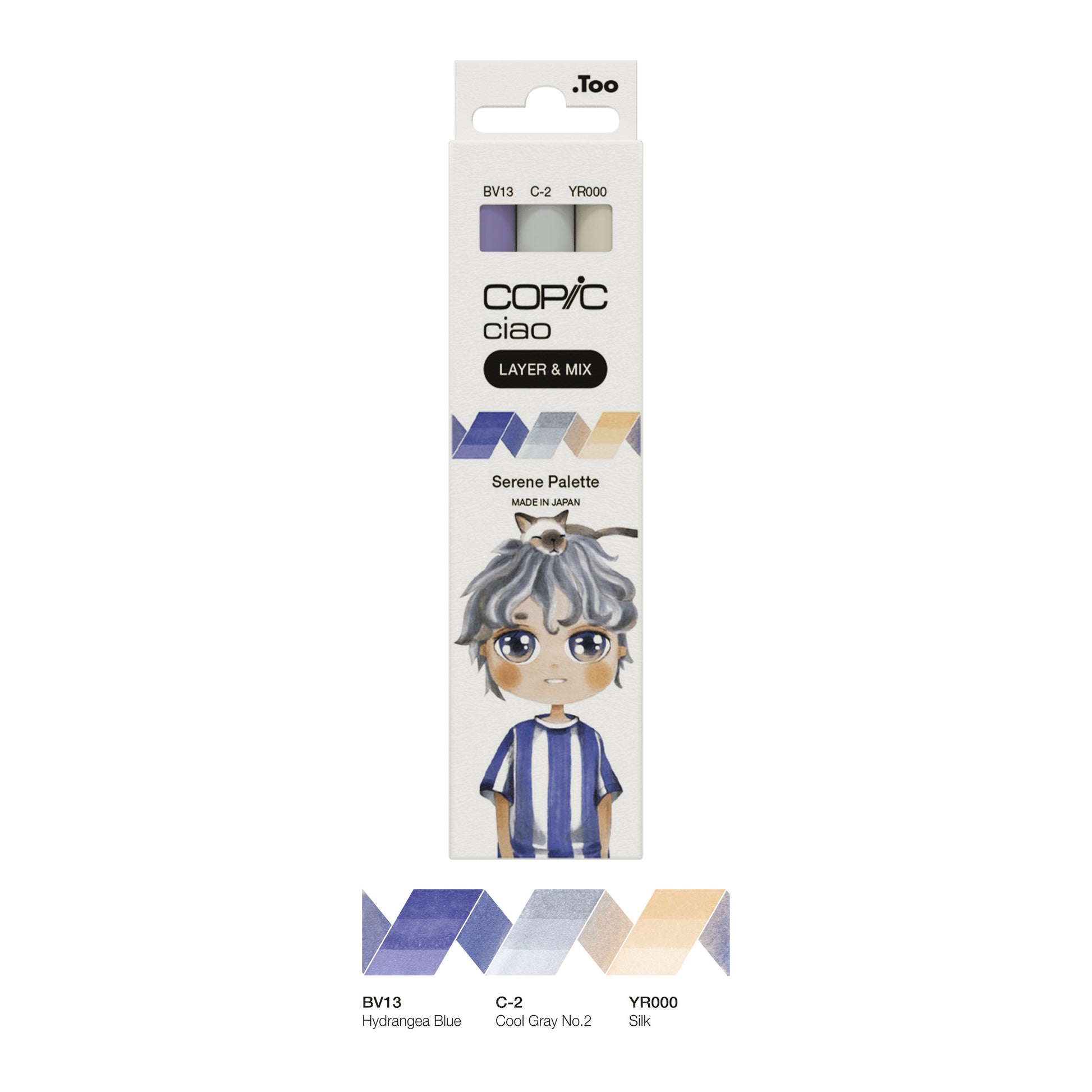 Copic Ciao Brush Pens – Doppelspitze, Serene Palette, Pinsel- und Keilspitze, alkoholbasiert, 3 Farben
