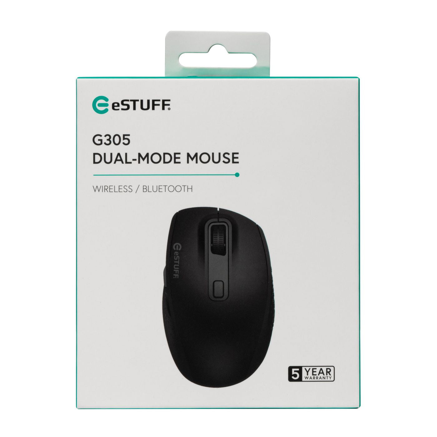 eSTUFF G305 – Maus – Kabellos (Bluetooth/2,4 GHz), 1800 DPI, Rechts, Schwarz