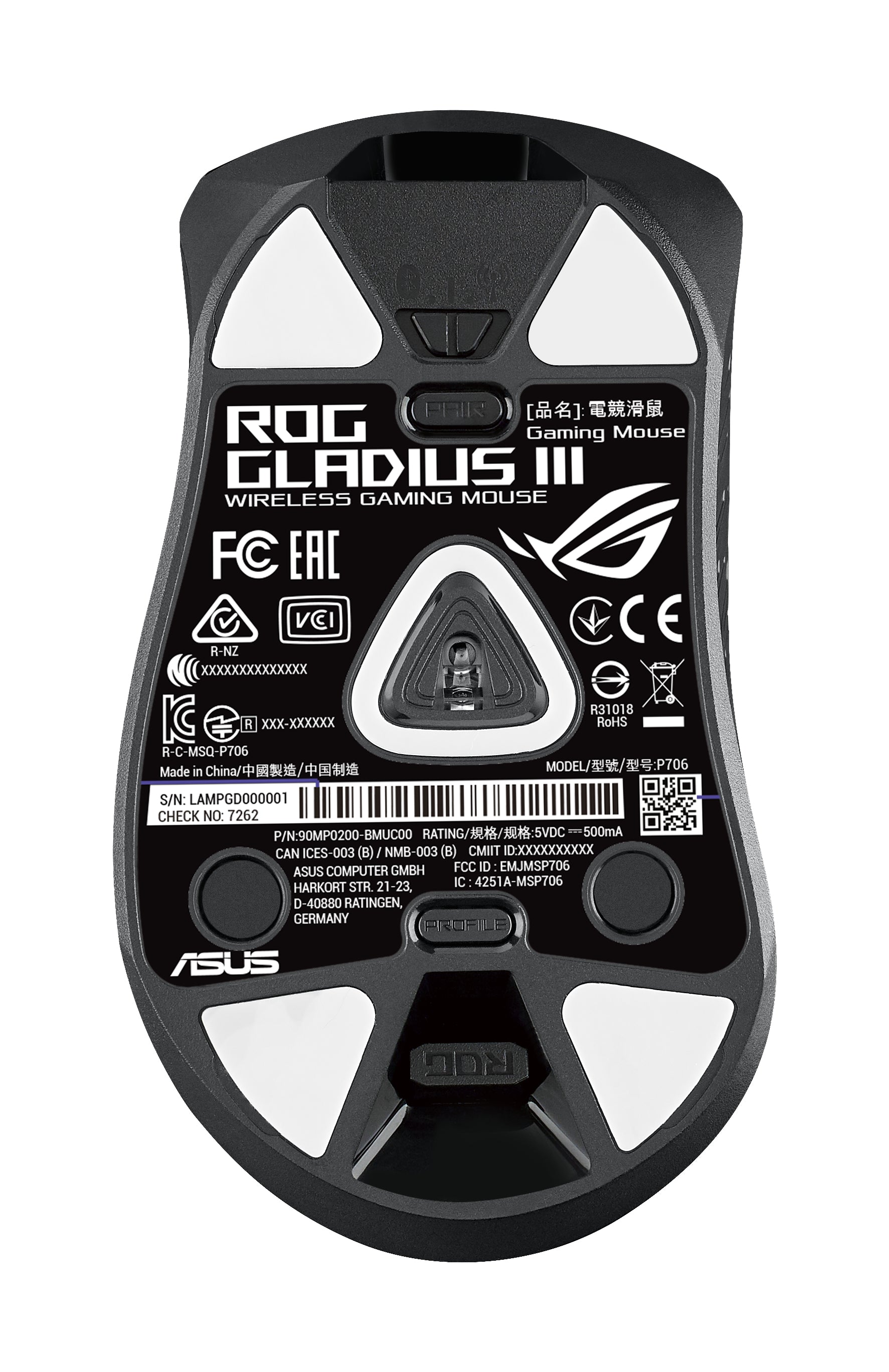 ASUS ROG Gladius III – Gaming-Maus – Kabelgebunden (USB‑A), 19000 DPI, RGB-Beleuchtung, rechts
