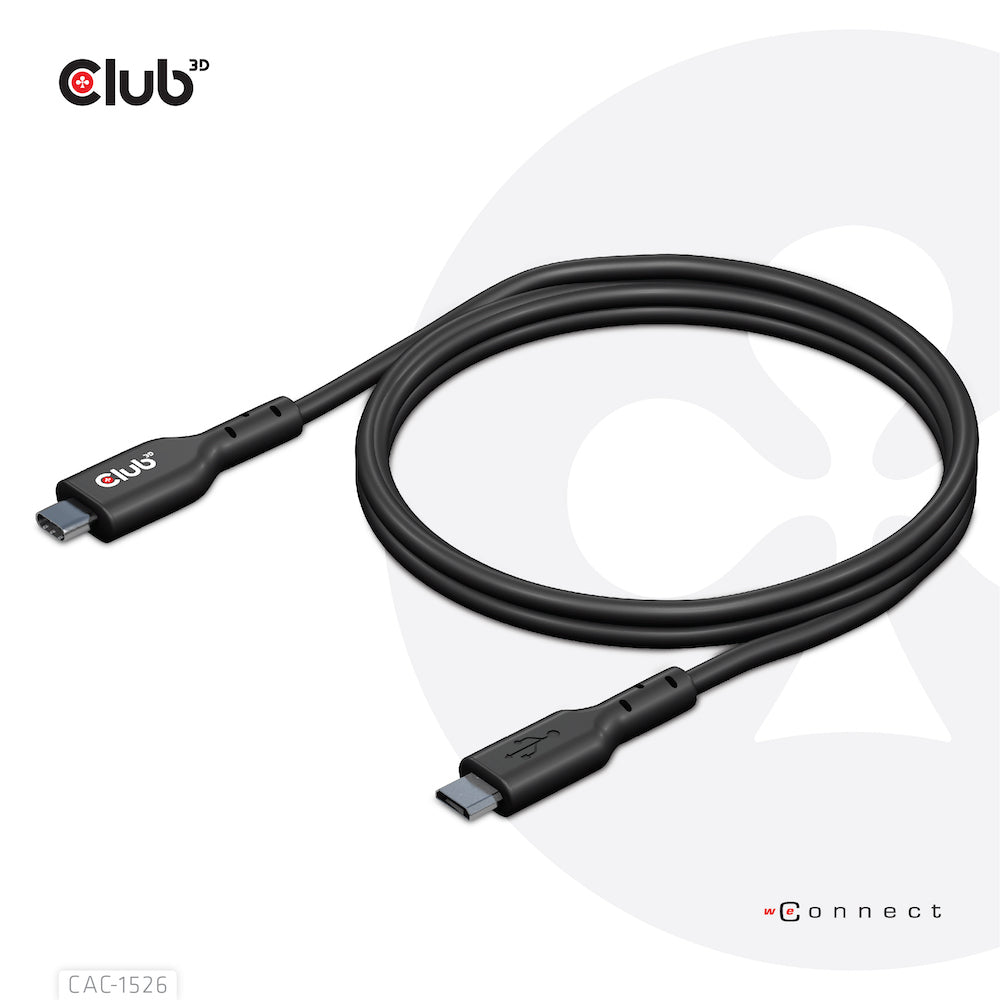 CLUB3D Club 3D – USB-C auf Micro-USB-B Kabel – USB 3.2 Gen 1 (5 Gbit/s) – 1 m – Schwarz