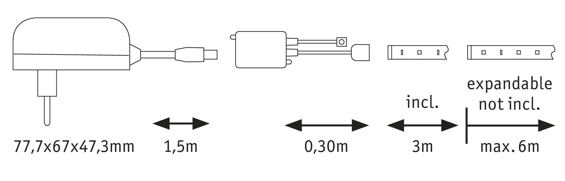 Paulmann LED-Strip MaxLED 250 – Set, 3 m, 810 lm, 11,5 W, 2700–6500 K, dimmbar, weiss, Fernbedienung, Netzteil