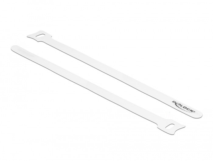 DeLOCK Klett-Kabelbinder 250 × 12 mm, Weiss, 10 Stk.
