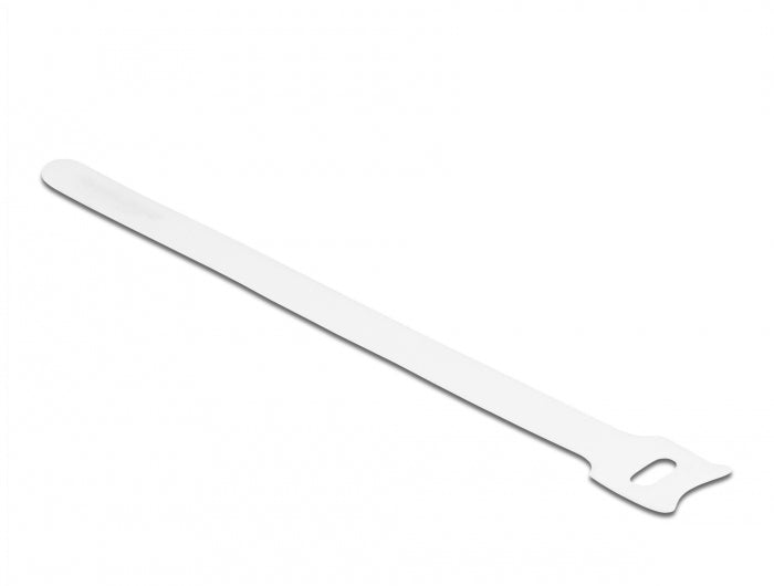DeLOCK Klettkabelbinder, 12 mm × 0,2 m, Weiss, 10 Stück