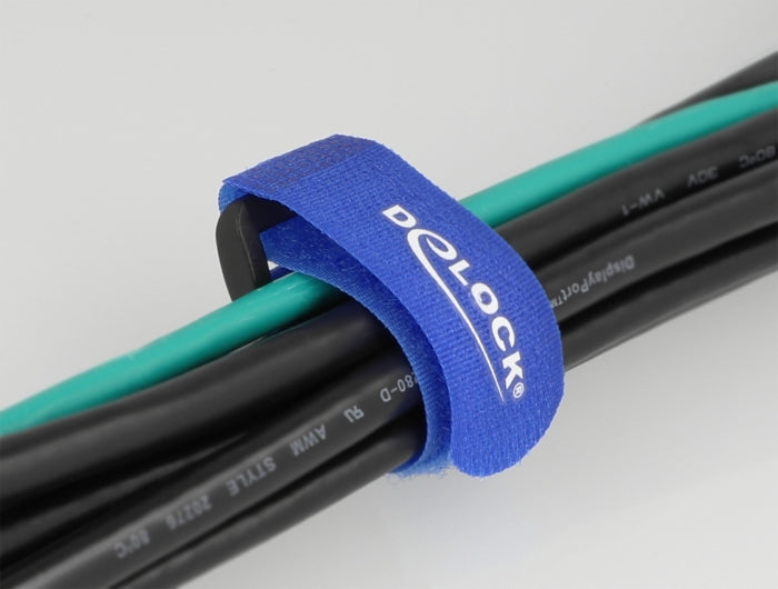 DeLOCK Klettkabelbinder, 190×25 mm, 5er-Pack – Blau