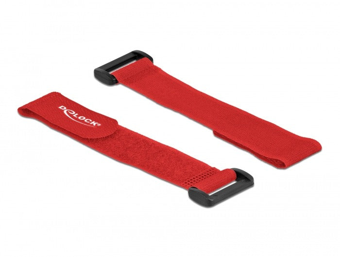 DeLOCK Klettkabelbinder 190×25 mm, 5er-Pack – Rot
