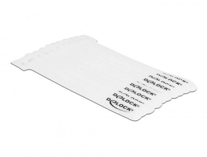 DeLOCK Klettkabelbinder, 150×12 mm, 10er-Pack – Weiss