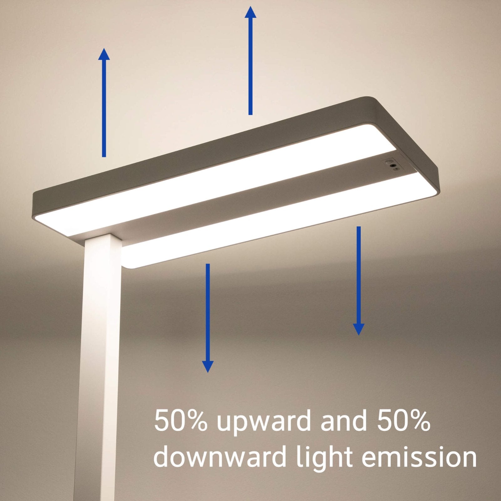MAUL Stehleuchte LED – Bewegungssensor, Tageslichtsensor, dimmbar – 4000 K – 13’060 lm – weiss, 196 cm