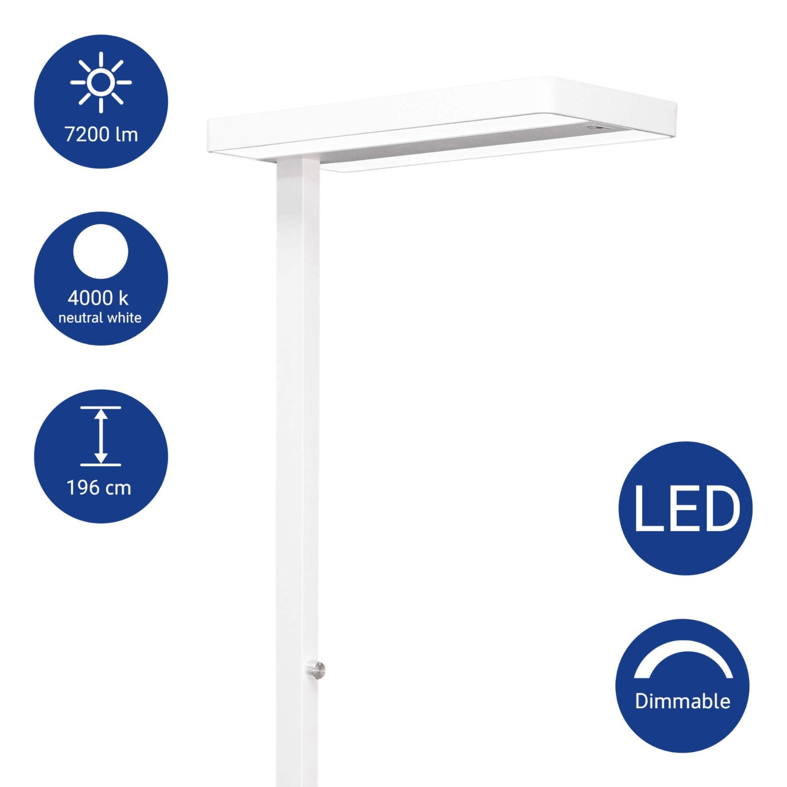 MAUL Stehleuchte LED MAULjuvis – dimmbar – 4000 K – 9'059 lm 80 W – weiss
