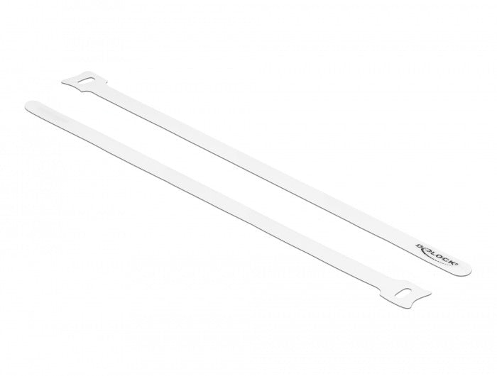 DeLOCK Klettkabelbinder, 300×12 mm, 10er-Pack – Weiss