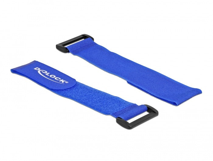 DeLOCK Klettkabelbinder 280×38 mm, 3er-Pack – Blau