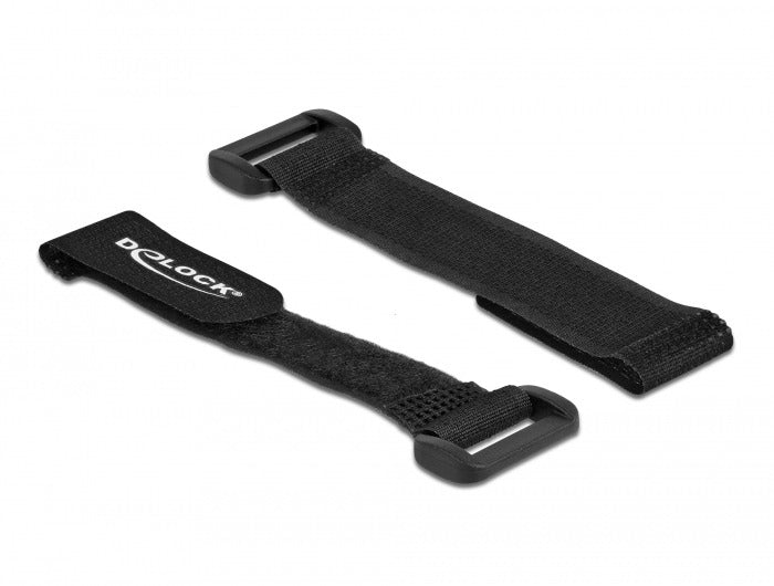 DeLOCK Klettkabelbinder, 20 mm × 0,15 m, Schwarz, 5 Stück