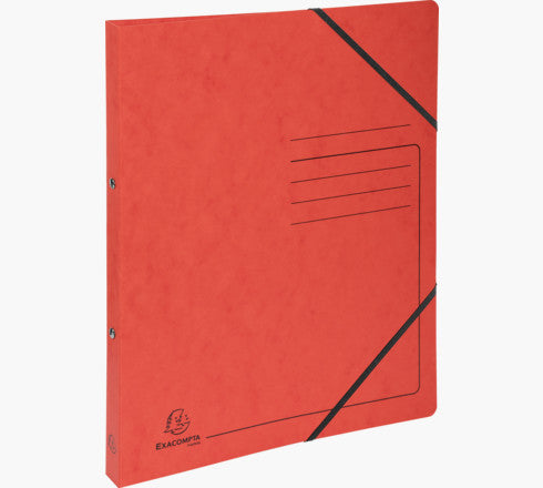 Exacompta Ringbuch – 2-O-Ring Ø 15 mm – für A4 – Rückenbreite 2 cm – Rot, Gummiband