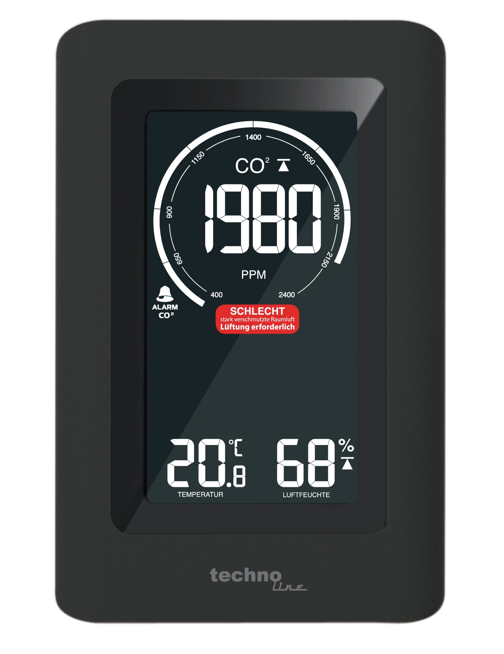Technoline CO2 Luftgütemonitor WL1030 Sensor-Gateway/Monitor – 0–50 °C, 20–95 %, Innen