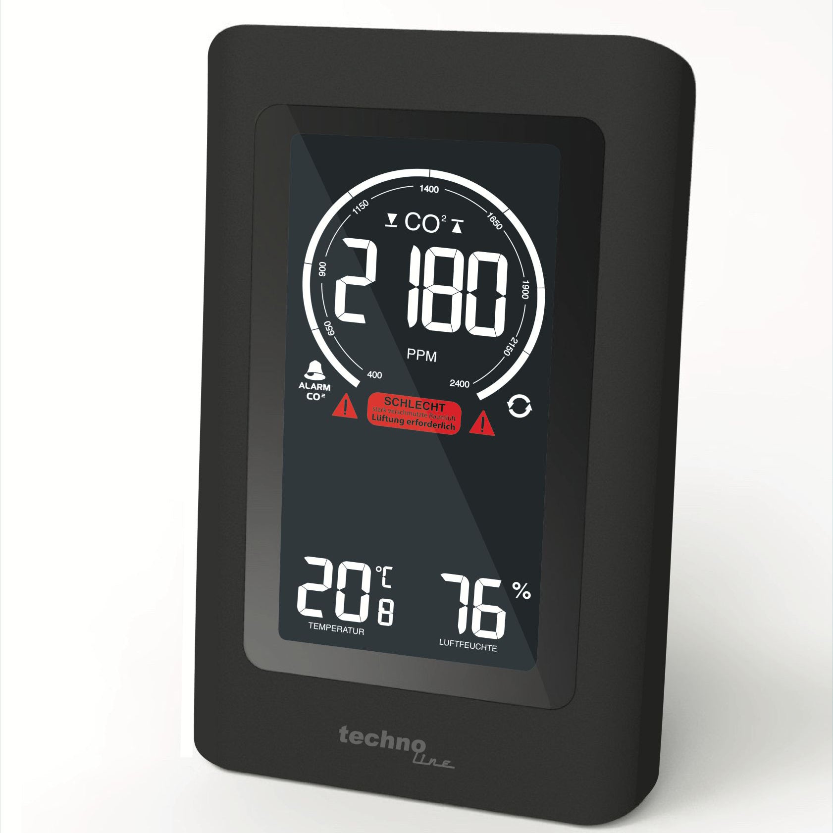Technoline CO2 Luftgütemonitor WL1030 Sensor-Gateway/Monitor – 0–50 °C, 20–95 %, Innen