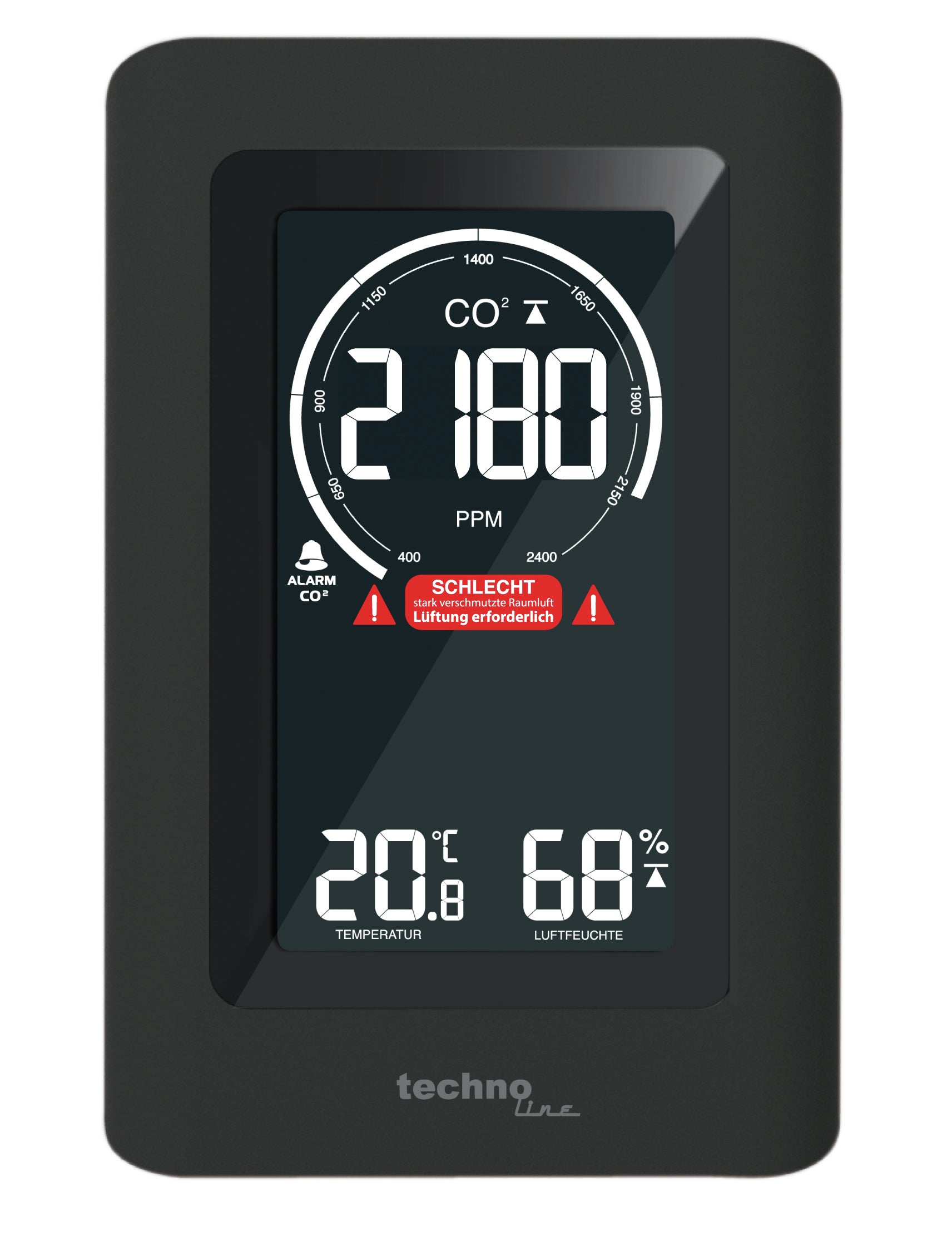 Technoline CO2 Luftgütemonitor WL1030 Sensor-Gateway/Monitor – 0–50 °C, 20–95 %, Innen