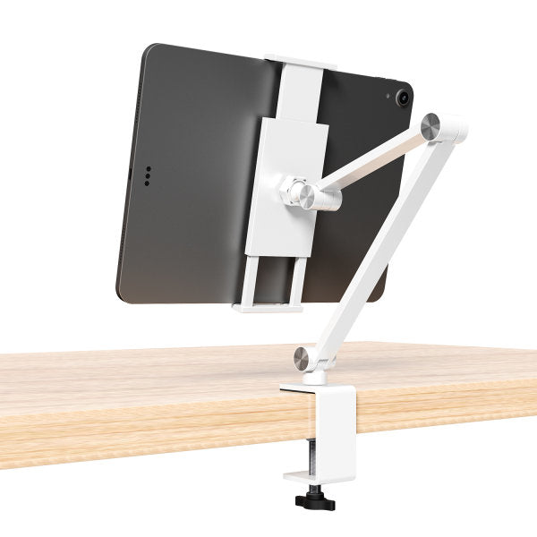 4smarts Tablet-Tischhalterung – für Smartphones und Tablets bis 15,6", 360°-Ausrichtung – Silber