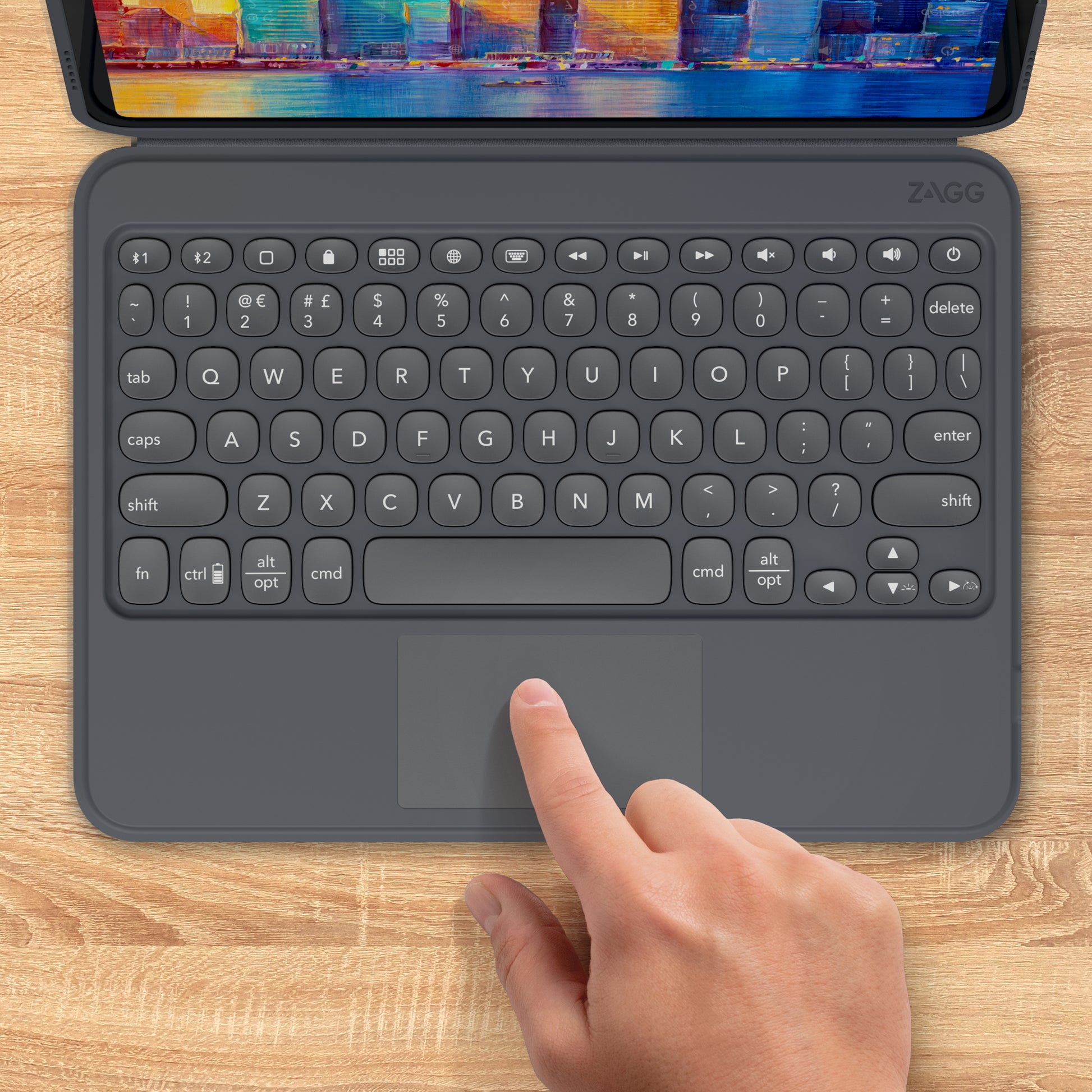 ZAGG KBD Pro Keys – Tastatur mit Touchpad, Schwarz/Grau – für Apple iPad 10,2"