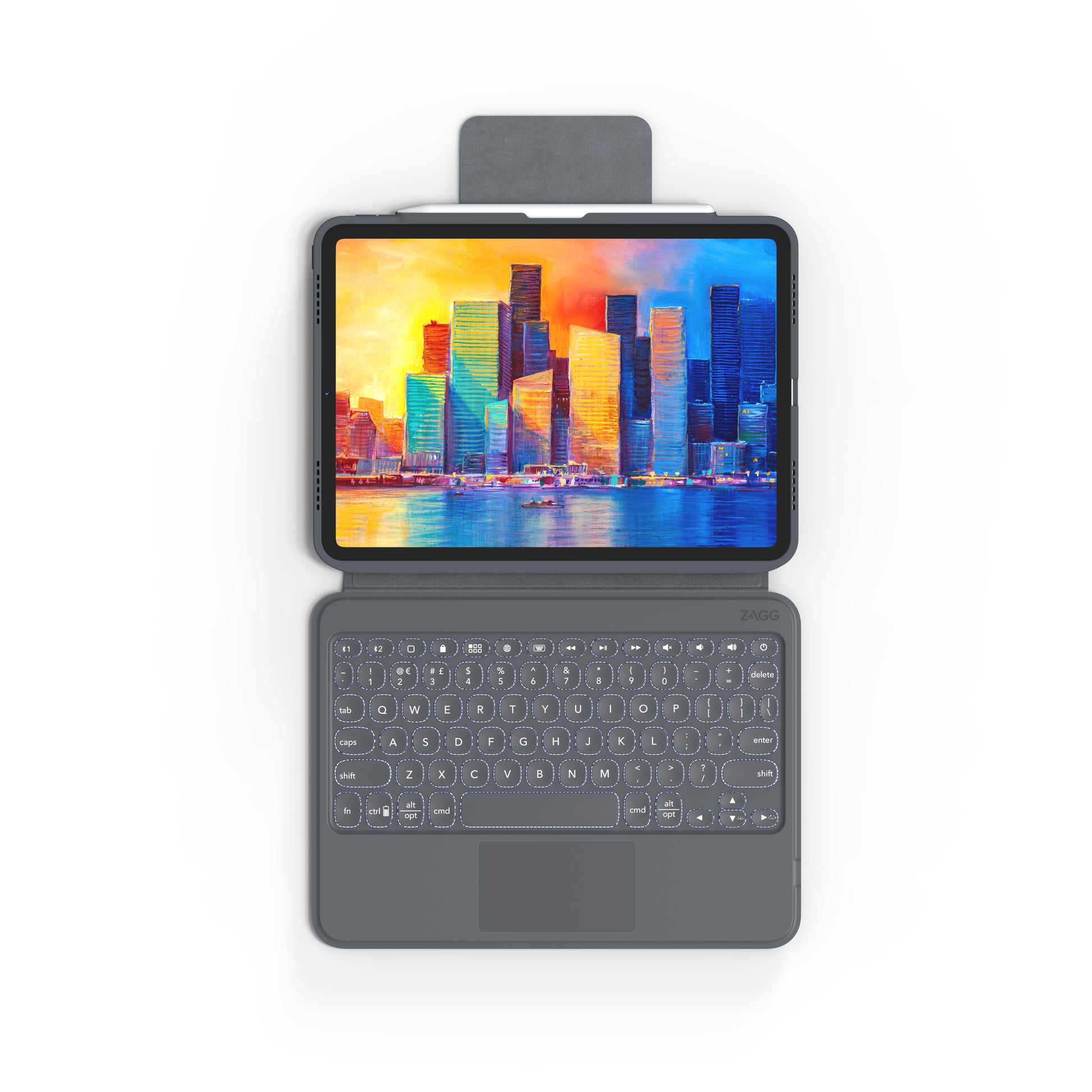ZAGG KBD PRO KEYS – Tastatur, Arabisches Layout (AR), mit Touchpad, Schwarz/Grau – für Apple iPad 10,9"