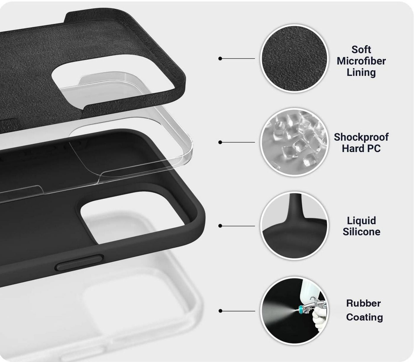 eSTUFF INFINITE (GRS) ROME Backcover – für Apple iPhone 17 Air, PC+Silikon, Schwarz, bis 2 m sturzsicher