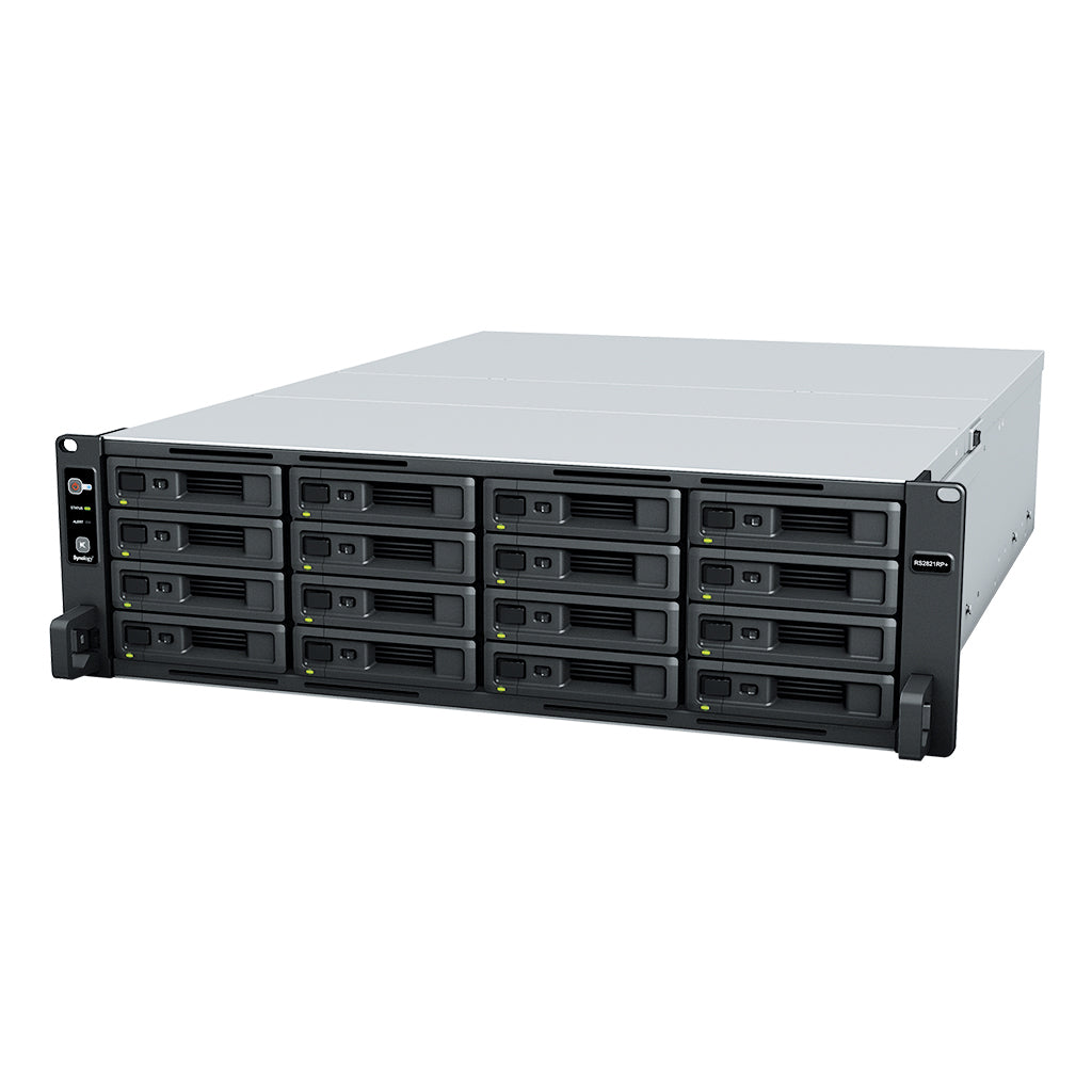 Synology RS2821RP+ – 16-Bay Rack 3U NAS – AMD Ryzen V1500B, 4 GB RAM, 1GbE, DSM, redundantes Netzteil