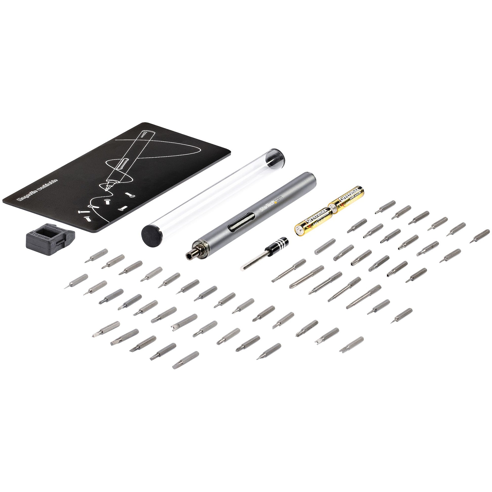 StarTech.com Präzisionsschrauber (Mini-Akkuschrauber) – 110 U/min – 0,35 Nm – 55 Bits, 2× Batterien
