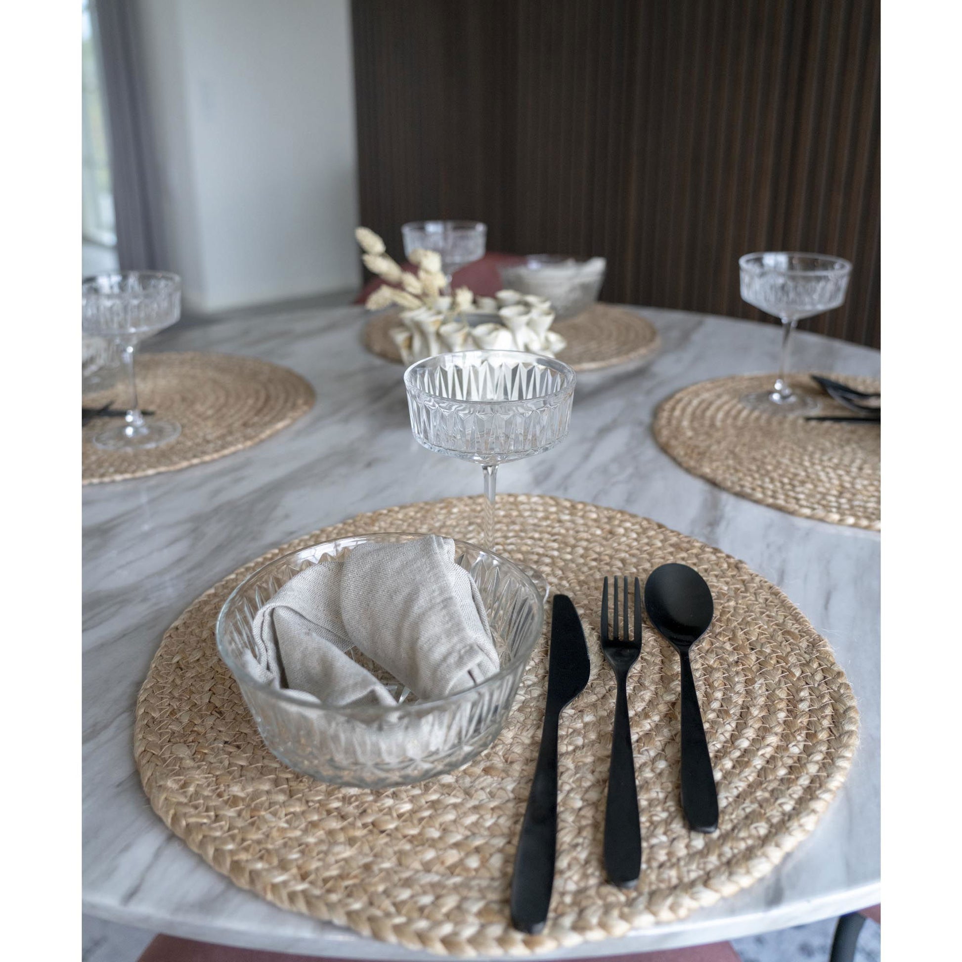 House Nordic Tischset Bombay – rund, Jute, natur, Ø38 cm – 4er-Set