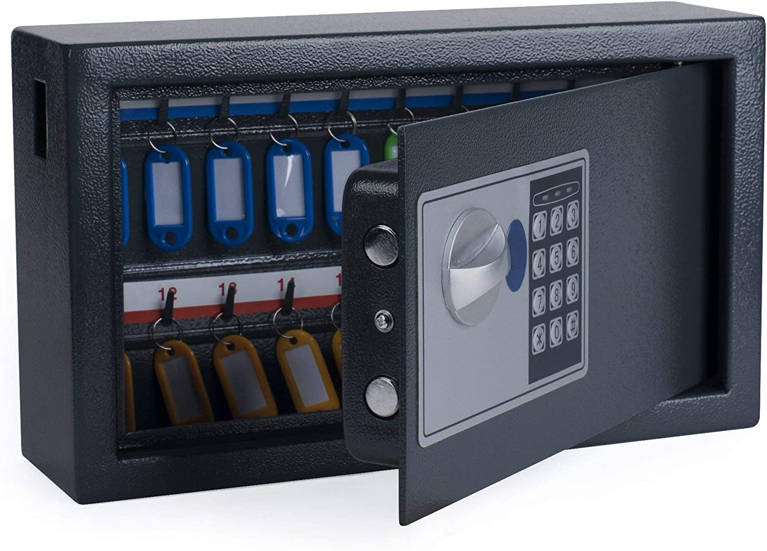 PAVO High Security – Schlüsseltresor, Elektronikschloss, für 20 Schlüssel, 100 × 340 × 200 mm, Grau