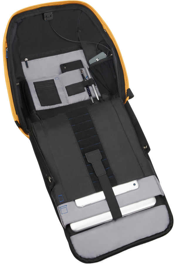 Samsonite Securipak Notebook-Rucksack – 17 l, RFID-Fach, USB-Port, recyceltes PET (rPET), Sonnengelb