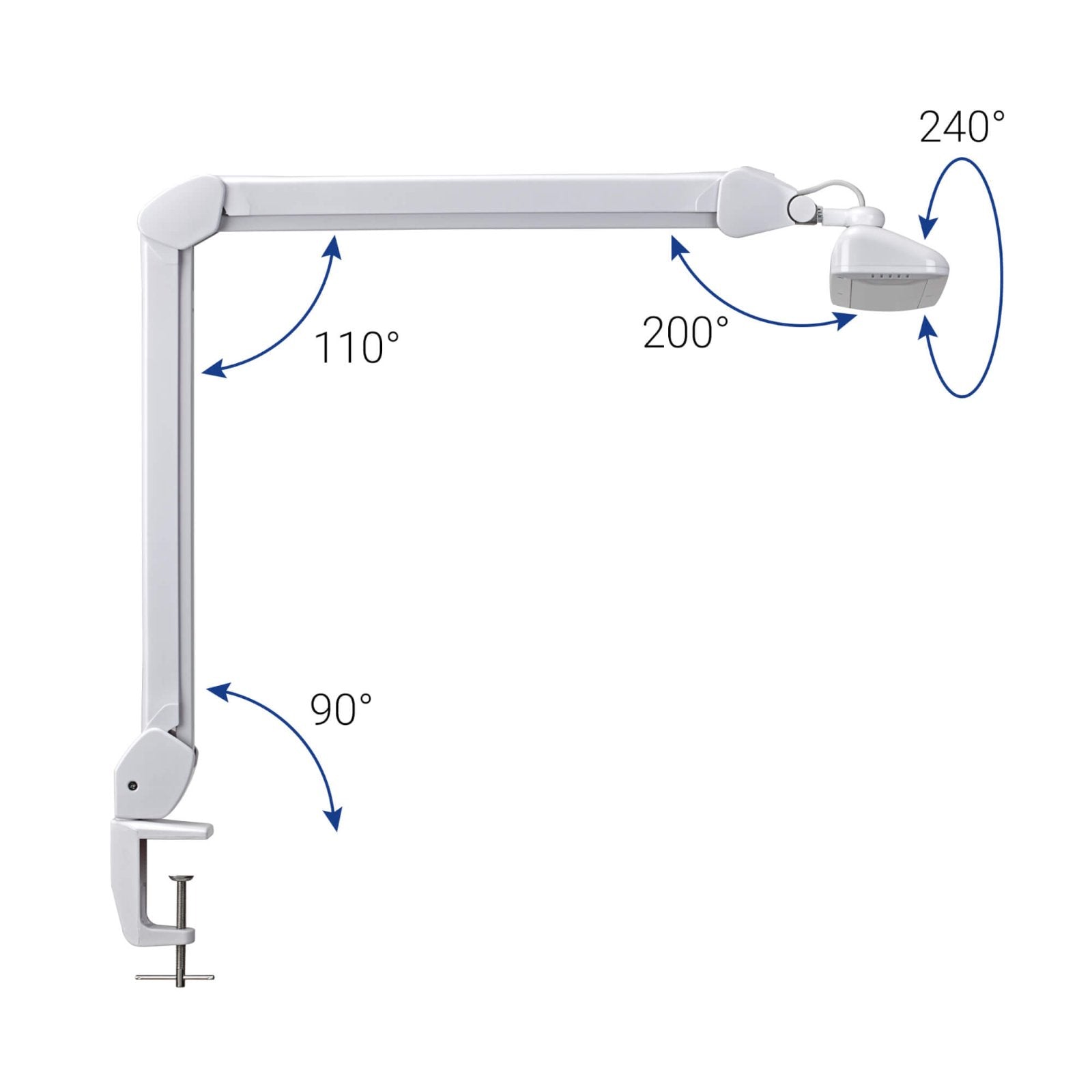 MAUL LED Tischleuchte intro – Klemmfuss, dimmbar – 6500 K – 1'449 lm 11 W – Weiss