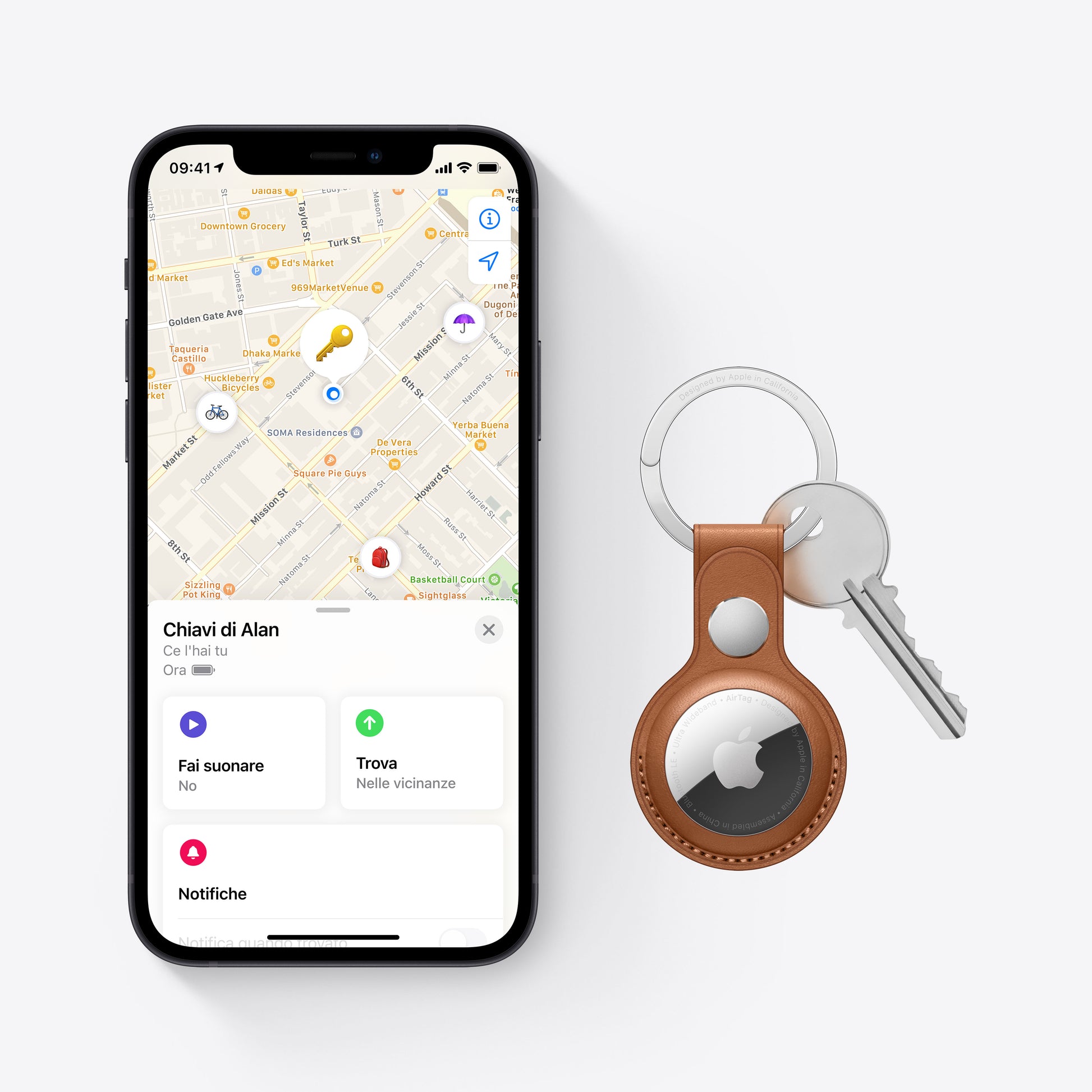 Apple Bluetooth-Tracker AirTag – für Apple Find My-App, 31,9 × 31,9 × 8 mm, Weiss, 11 g