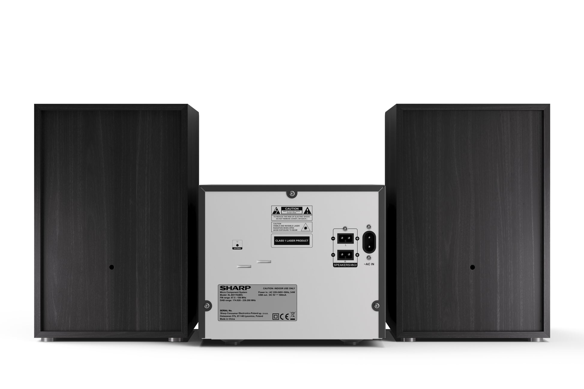 Sharp XL-B517D – Mikro-Soundsystem, Schwarz, DAB+, Bluetooth 5.0, CD, USB, Aux-In