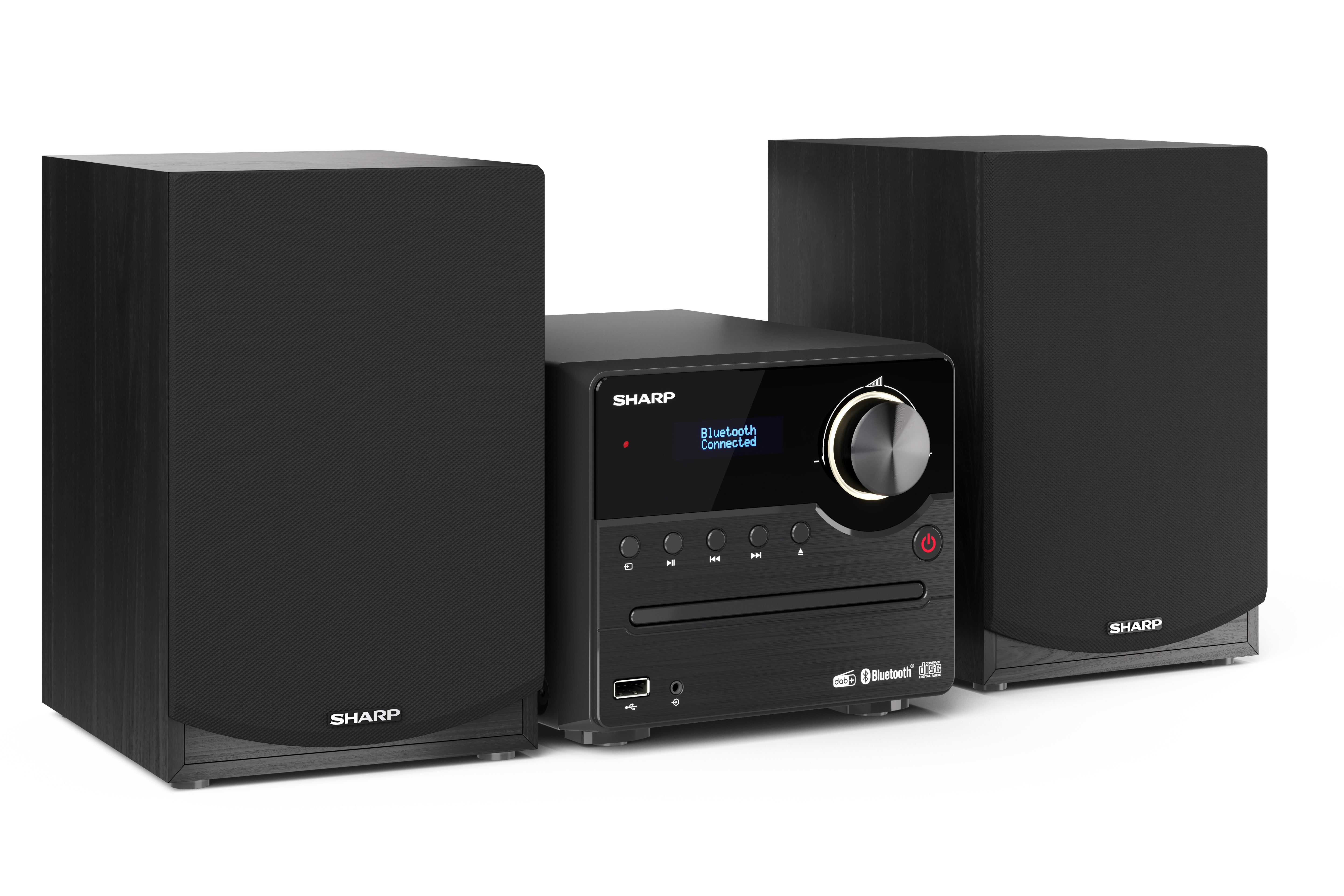 Sharp XL-B517D – Mikro-Soundsystem, Schwarz, DAB+, Bluetooth 5.0, CD, USB, Aux-In