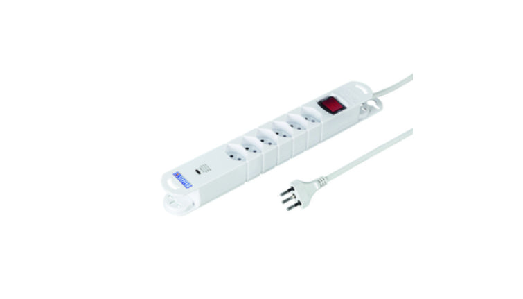 Steffen STEBA VARIABL Steckdosenleiste, 6×T13, 1×USB-C, mit Schalter, 3 m, Kinderschutz, Magnet – Weiss