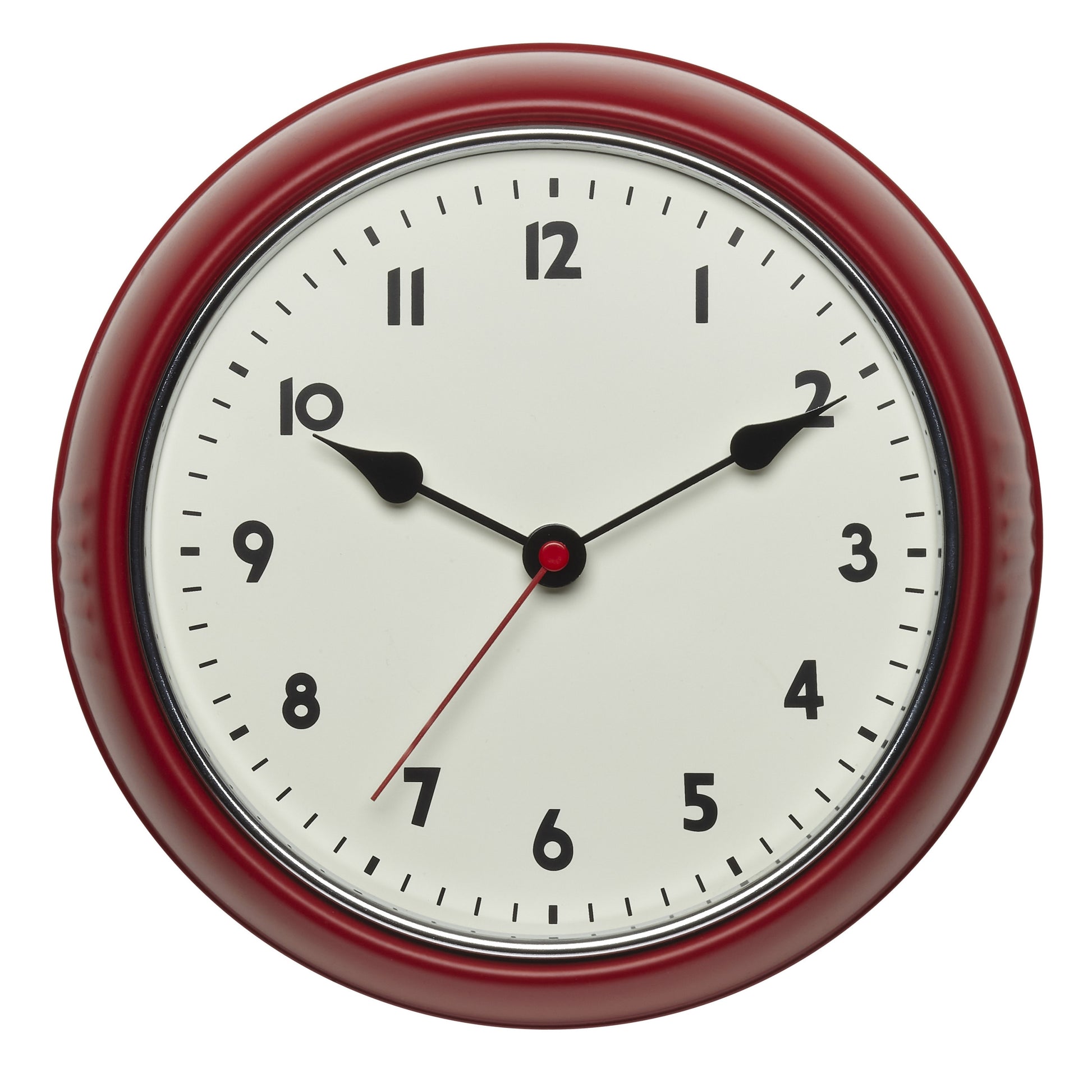 TFA-Dostmann TFA Dostmann Wanduhr – Funk, Analog, Ø 24 cm, Rot, Metall/Glas