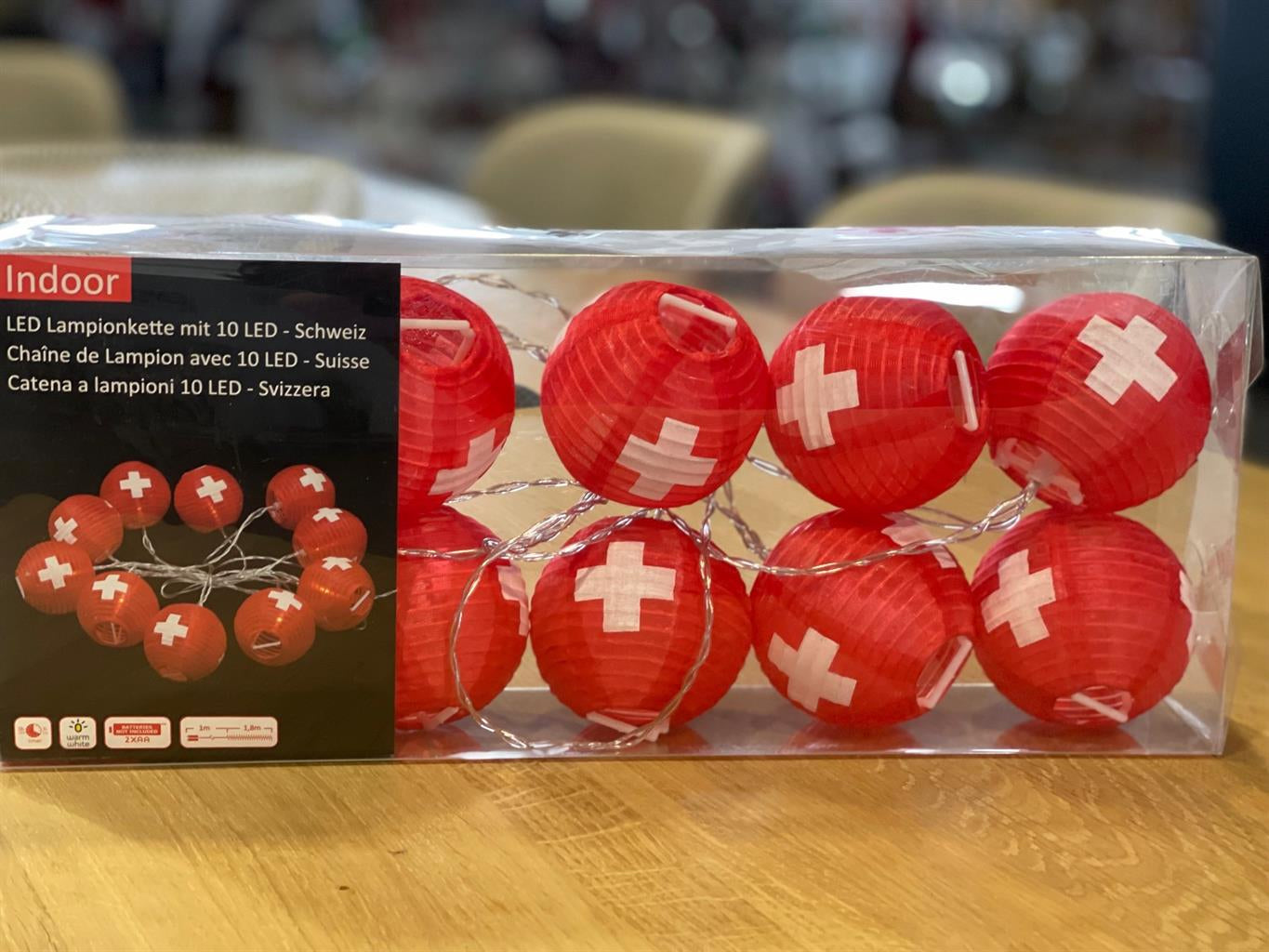 Dameco LED-Lichterkette – Starterset, 1,8 m, Warmweiss, 10 Lampen, Batteriebetrieb, Timer, Rot