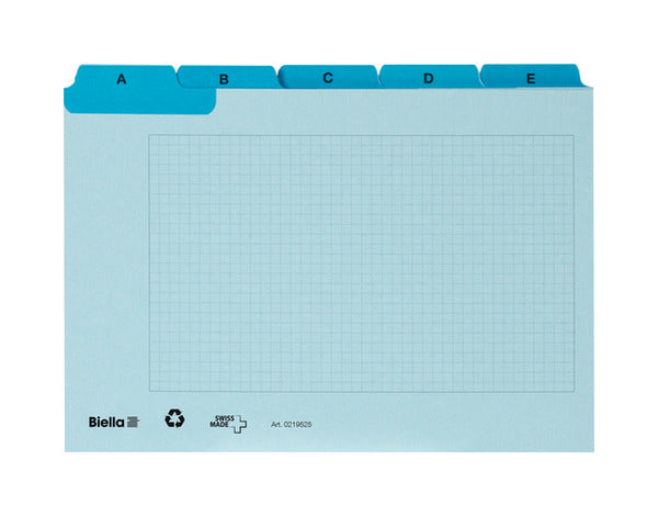 Biella Karteikarte A5 quer, kariert, blau, 450 g/m², Karteikarton – 25 Stück