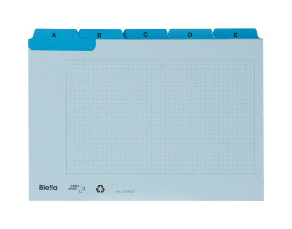 Biella Karteikarte A6 quer, kariert, blau, 450 g/m², Karteikarton – 25 Stück