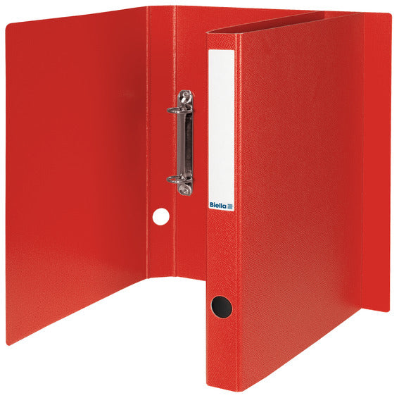 Biella Zeigebuch – A4 Hochformat – 2-Ring, Ø 25 mm, Rücken 31 mm – Rot, Karton, mit Griffloch
