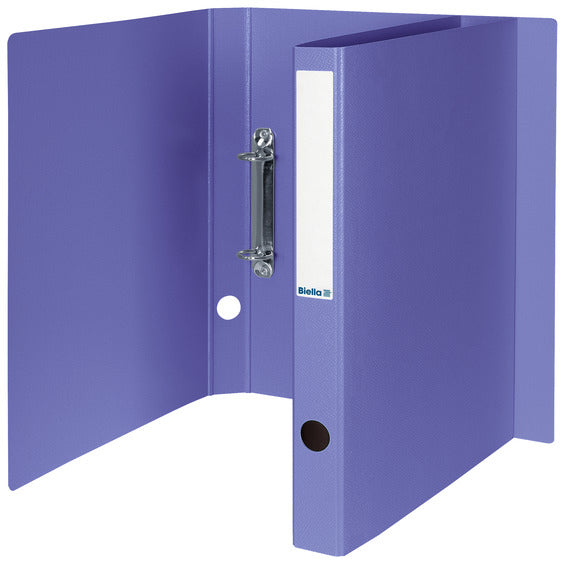 Biella Ordner – A4 hoch – 2-Ring-Mechanik, Ø 25 mm, Rücken 31 mm – violett, Karton, mit Griffloch
