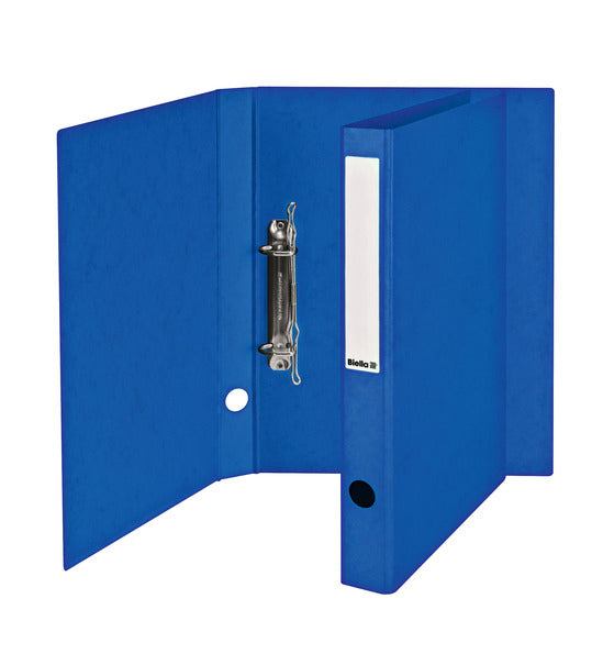 Biella Zeigebuch – A4 Hochformat – 2-Ring Bügelmechanik, Ø 25 mm, Rücken 31 mm – Blau, mit Niederhalter