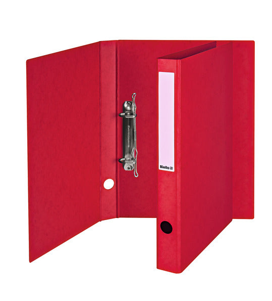 Biella Zeigebuch – A4 Hochformat – 2-Ring Bügelmechanik, Ø 25 mm, Rücken 31 mm – Rot, mit Griffloch