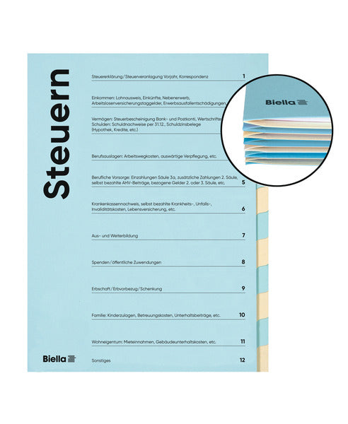 Biella Sammelmappe, für A4, Karton, mehrfarbig