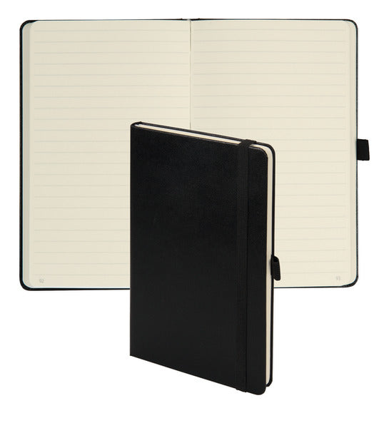 Biella Notizbuch Kompagnon Classic, 125 × 195 mm, liniert, Fadenheftung, 192 Seiten, 80 g/m² – schwarz