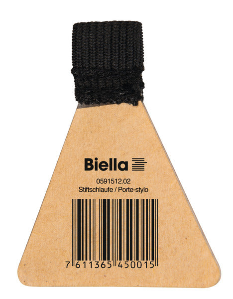 Biella Stiftschlaufe – selbstklebend, Papier, schwarz, 15 × 12 mm – für Blöcke, Notizbücher und Kalender