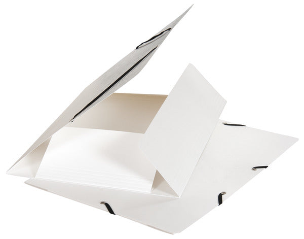 Biella Gummibandmappe für A4 – 3 Klappen, Karton, Weiss, bis 200 Blatt