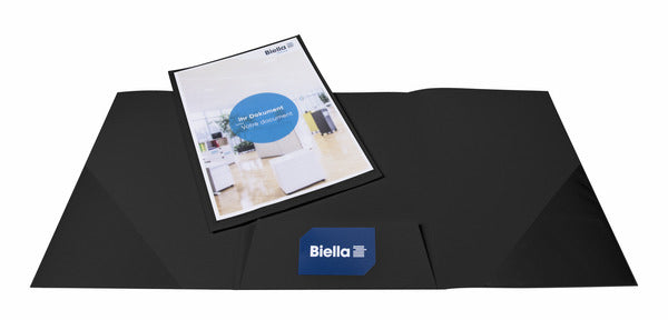 Biella Konferenzmappe – A4, Visitenkartenfach, Karton, Schwarz