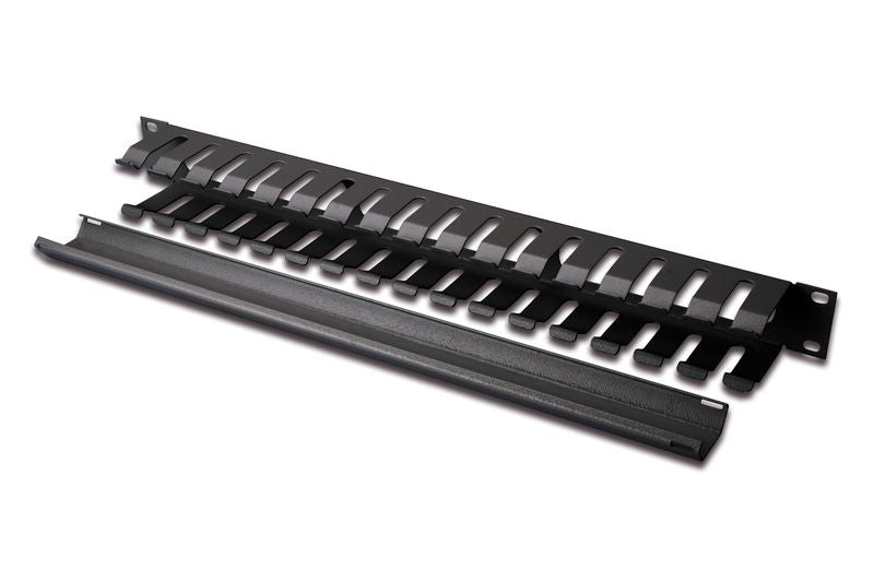 Equip 19" 1U Kabelmanagementtafel, 485×70×44,5 mm, Stahl – Schwarz