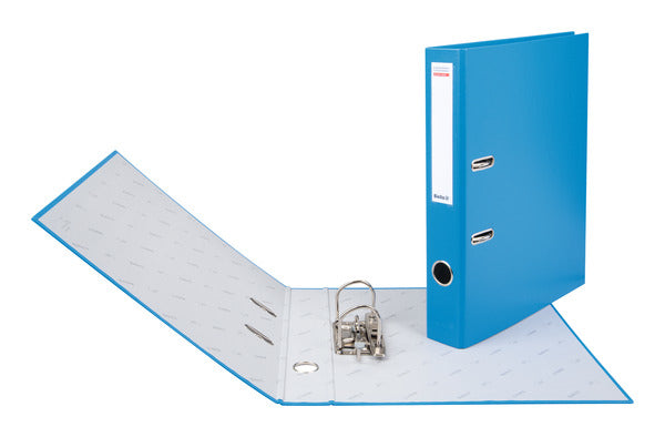 Biella Ordner – A4 hoch – 2-Ring Hebelmechanik, Rücken 40 mm – blau, mit Griffloch, Niederhalter – FSC