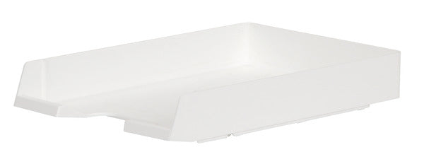 Biella Stapelbarer Briefkorb mit Griffausschnitt, Beschriftungsfeld, matt, weiss, B 245 × H 55 × T 335 mm