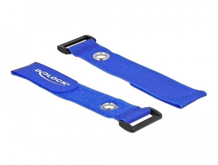 DeLOCK Klettkabelbinder, 280×38 mm, 3er-Pack – Blau